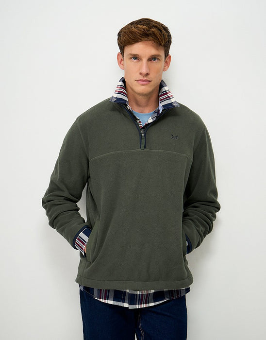 Crew Clothing Mens Aldringham Half-Zip Sweatshirt in Heritage Olive