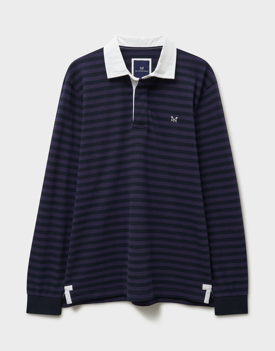Crew Clothing Mens Feeder Stripe Rugby in Heritage Dark Navy Peal