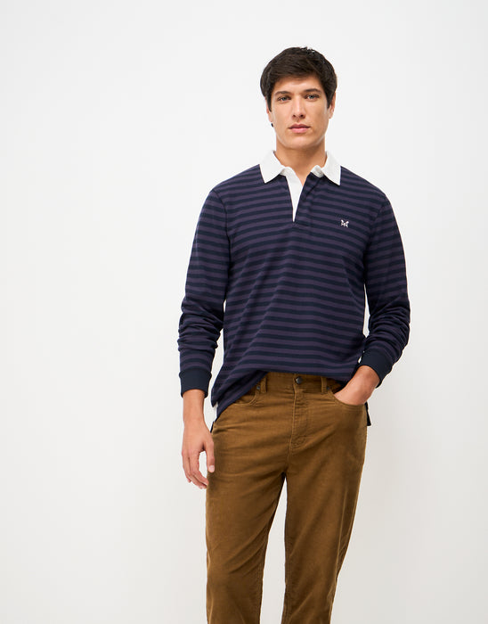 Crew Clothing Mens Feeder Stripe Rugby in Heritage Dark Navy Peal