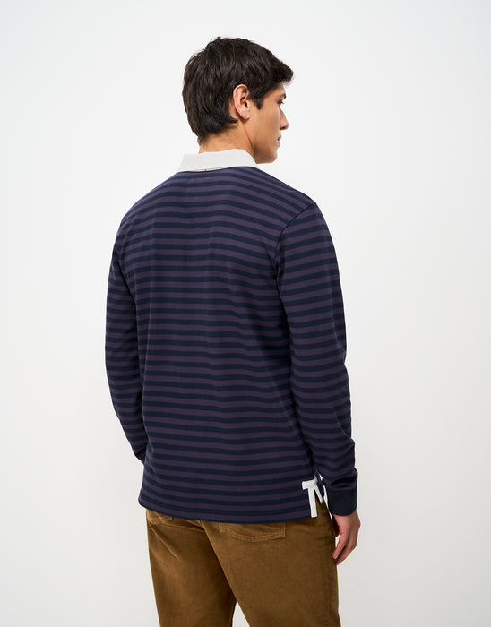 Crew Clothing Mens Feeder Stripe Rugby in Heritage Dark Navy Peal