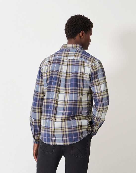 Crew Clothing Men's Long Sleeve Checked Cotton Shirt In Taupe Blue