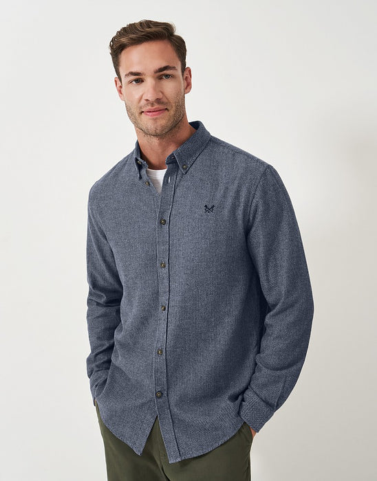 Crew Clothing Men's Herringbone Cotton Flannel Shirt In Blue White