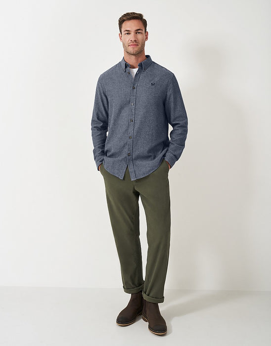 Crew Clothing Men's Herringbone Cotton Flannel Shirt In Blue White