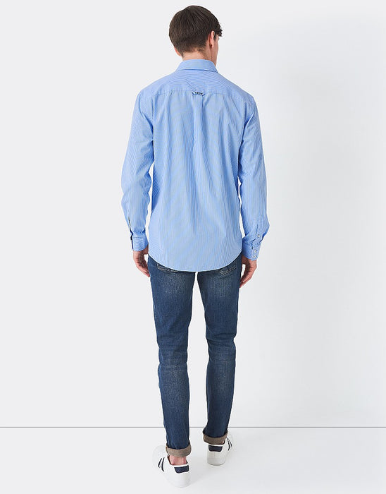 Crew Clothing Men's Micro Stripe Classic Fit Cotton Shirt - Sky Blue
