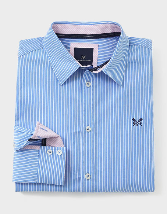 Crew Clothing Men's Micro Stripe Classic Fit Cotton Shirt - Sky Blue