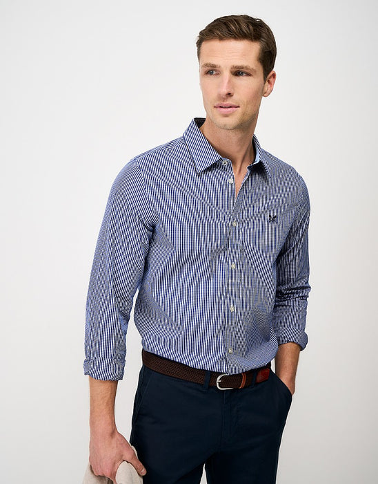 Crew Clothing Mens Slim Fit Micro Gingham Shirt In Heritage Ultra Marine