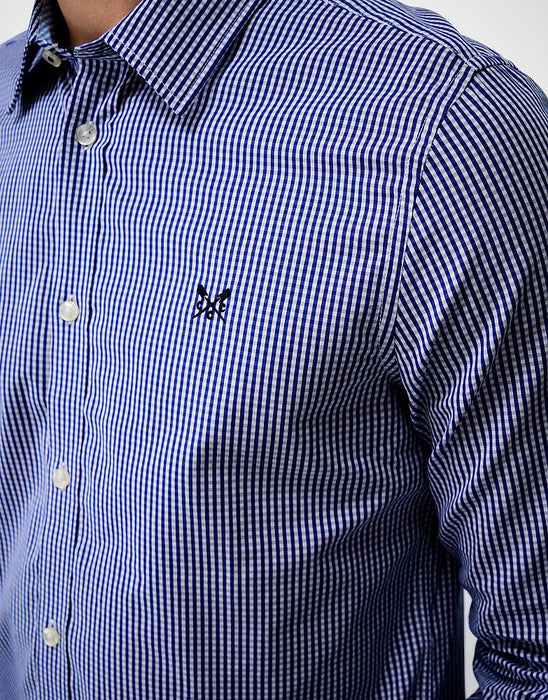 Crew Clothing Mens Slim Fit Micro Gingham Shirt In Heritage Ultra Marine