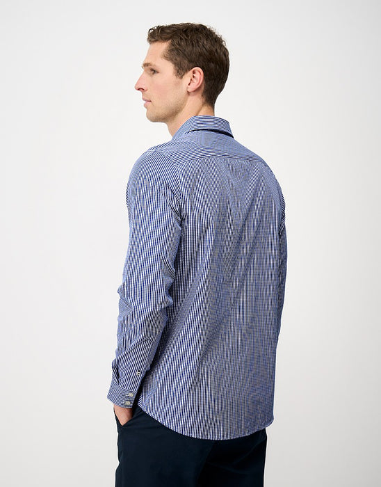 Crew Clothing Mens Slim Fit Micro Gingham Shirt In Heritage Ultra Marine