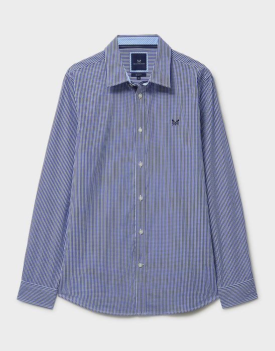Crew Clothing Mens Slim Fit Micro Gingham Shirt In Heritage Ultra Marine