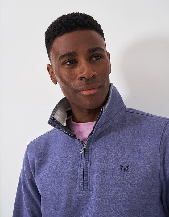 Crew Clothing Men's Classic Half Zip Sweatshirt In Sky Dive Marl