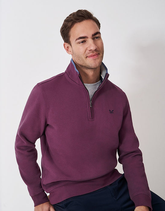 Crew Clothing Men's Classic Half Zip Sweatshirt In Soft Mulberry