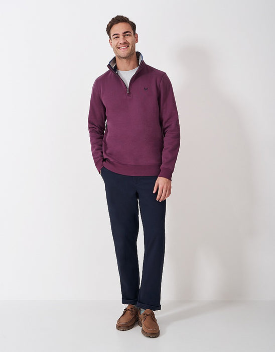 Crew Clothing Men's Classic Half Zip Sweatshirt In Soft Mulberry