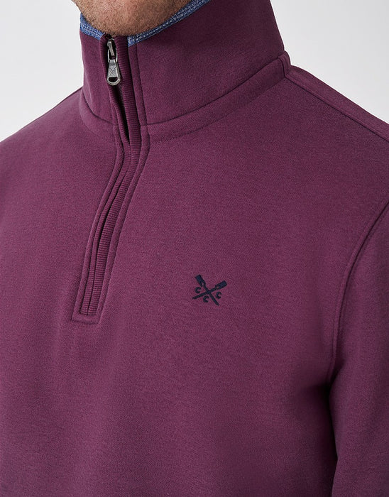 Crew Clothing Men's Classic Half Zip Sweatshirt In Soft Mulberry