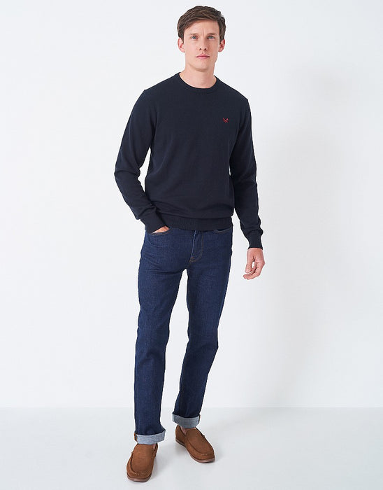 Crew Clothing Men's Organic Cotton Crew Neck Jumper In Dark Blue