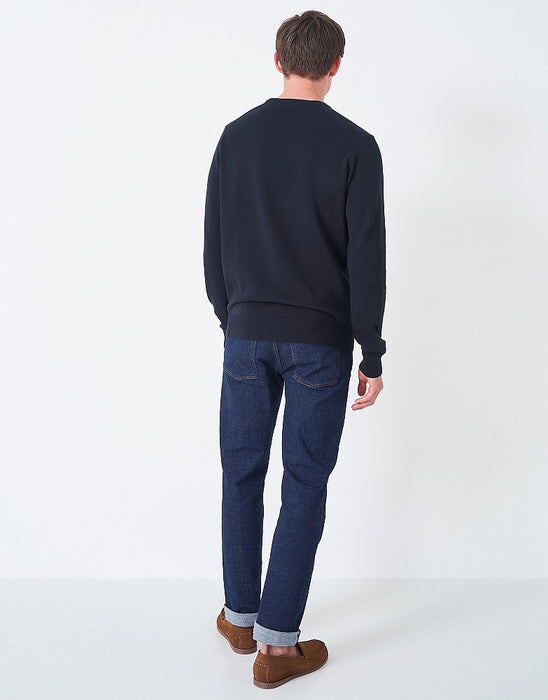 Crew Clothing Men's Organic Cotton Crew Neck Jumper In Dark Blue