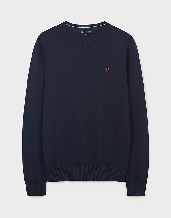 Crew Clothing Men's Organic Cotton Crew Neck Jumper In Dark Blue