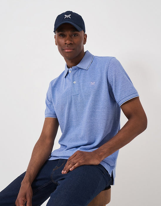 Crew Clothing Men's Oxford Pique Polo Shirt In Strong Blue White