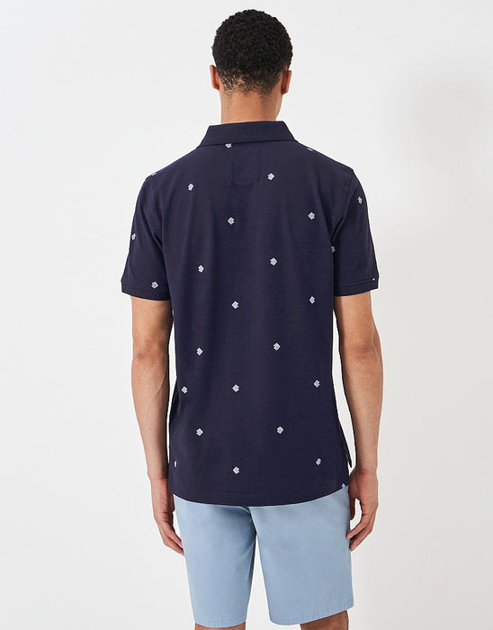 Crew Clothing Men's Printed Geo Dot Pique Polo Shirt In Heritage Dark Navy