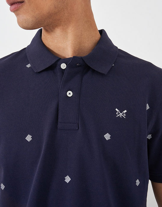 Crew Clothing Men's Printed Geo Dot Pique Polo Shirt In Heritage Dark Navy