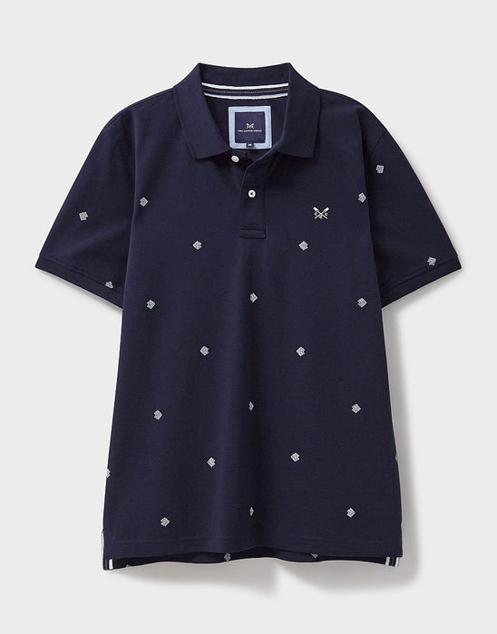 Crew Clothing Men's Printed Geo Dot Pique Polo Shirt In Heritage Dark Navy