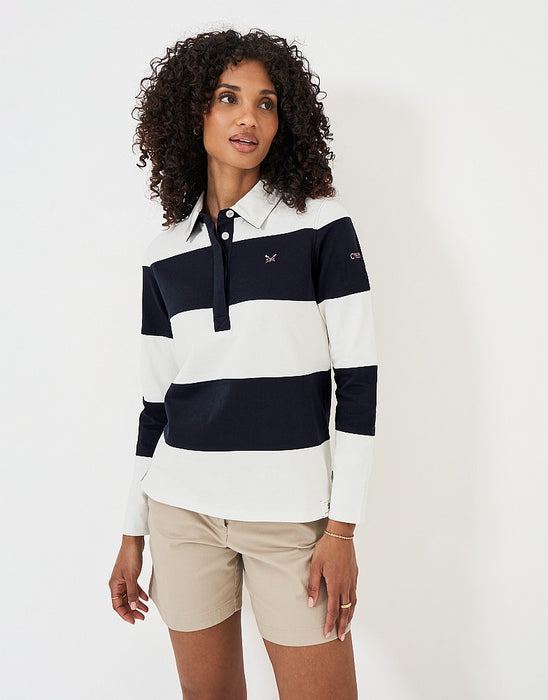 Crew Clothing Women's Long Sleeve Rugby Shirt In Navy White