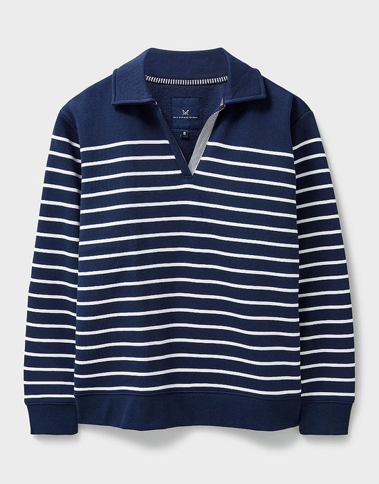 Crew Clothing Women's Sandy Collared Stripe Sweatshirt - Dark Navy White