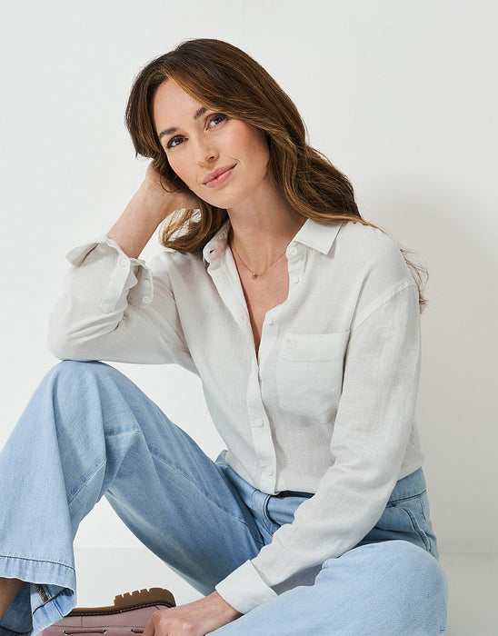 Crew Clothing Women's Linen Blend Shirt In White