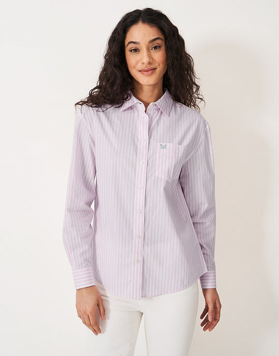 Crew Clothing Women's Relaxed Fit Stripe Pink White Shirt