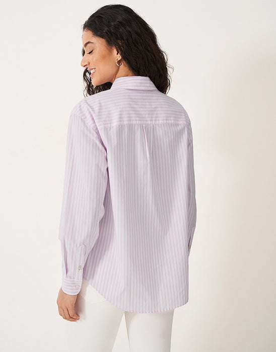 Crew Clothing Women's Relaxed Fit Stripe Pink White Shirt