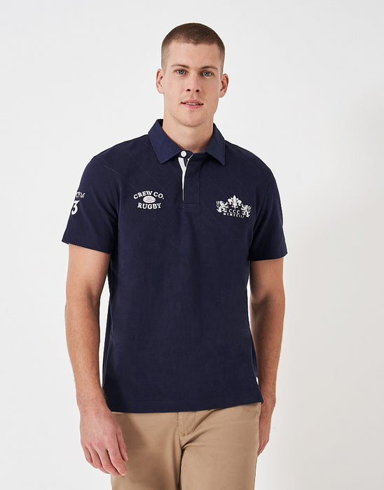 Crew Clothing Men's Short Sleeve Crew Patch Rugby Shirt In Heritage Dark Navy