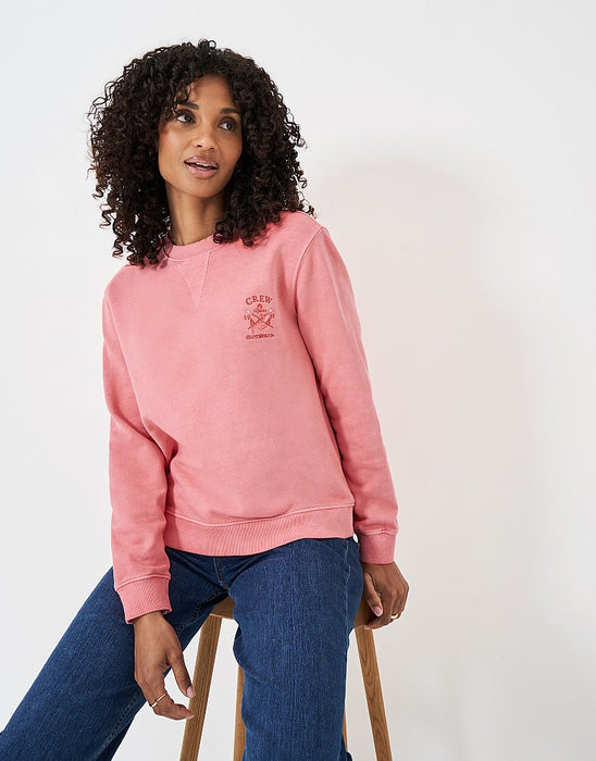 Crew Clothing Women's Pigment Dyed Cotton Crew Neck Sweatshirt In Coral Pink