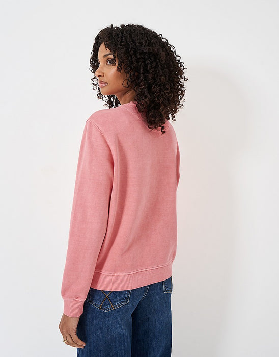 Crew Clothing Women's Pigment Dyed Cotton Crew Neck Sweatshirt In Coral Pink