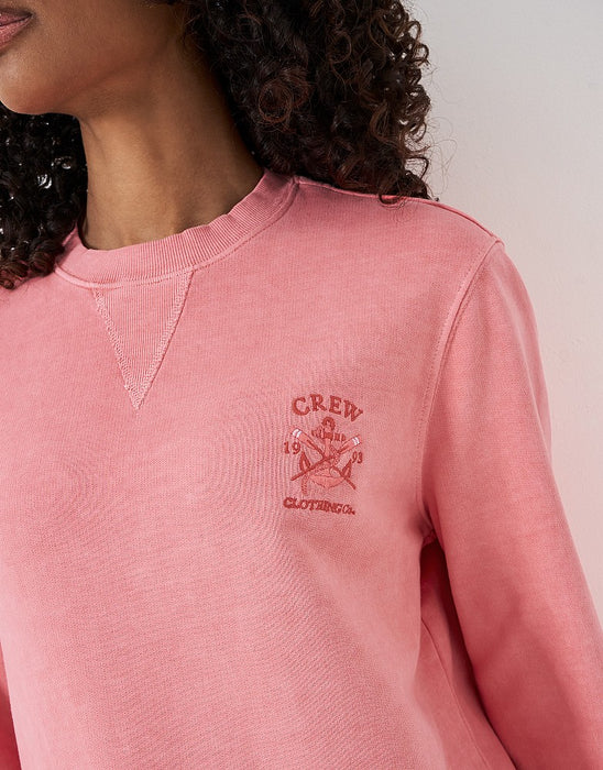 Crew Clothing Women's Pigment Dyed Cotton Crew Neck Sweatshirt In Coral Pink