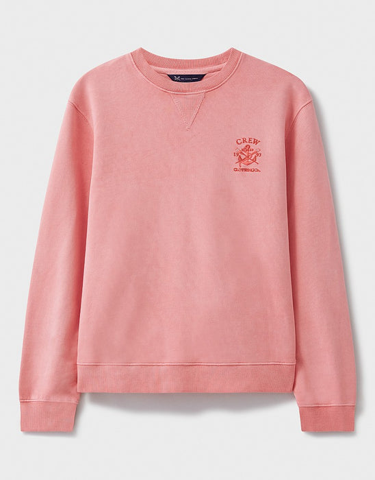 Crew Clothing Women's Pigment Dyed Cotton Crew Neck Sweatshirt In Coral Pink