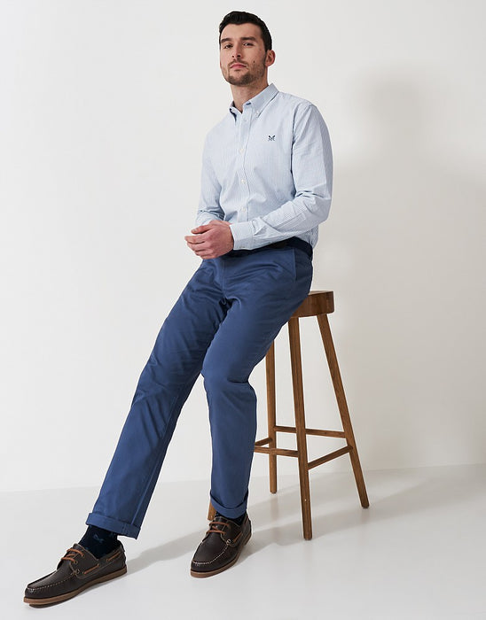 Crew Clothing Men's Slim Fit Oxford Stripe Shirt Heritage Ultramarine White