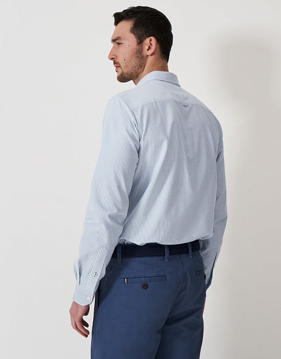 Crew Clothing Men's Slim Fit Oxford Stripe Shirt Heritage Ultramarine White