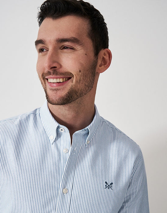 Crew Clothing Men's Slim Fit Oxford Stripe Shirt Heritage Ultramarine White