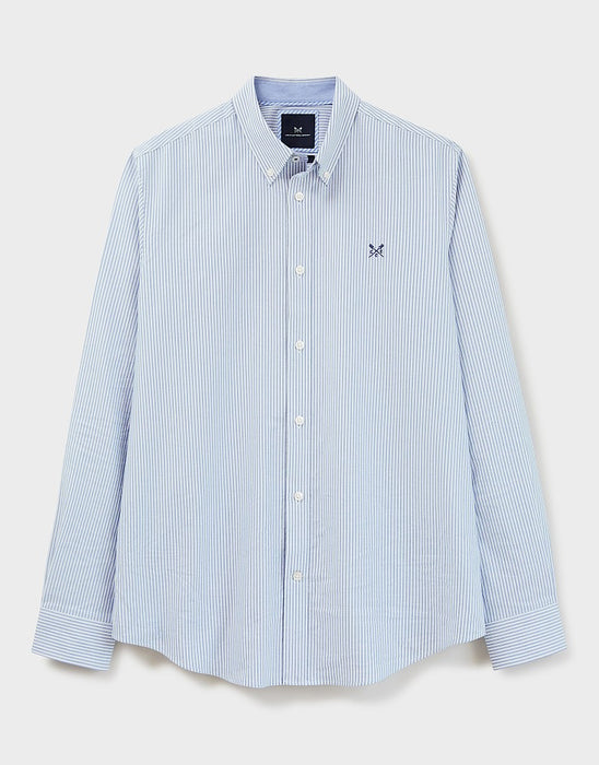 Crew Clothing Men's Slim Fit Oxford Stripe Shirt Heritage Ultramarine White