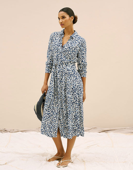 Crew Clothing Women's Sienna Shirt Dress In Animal Blue