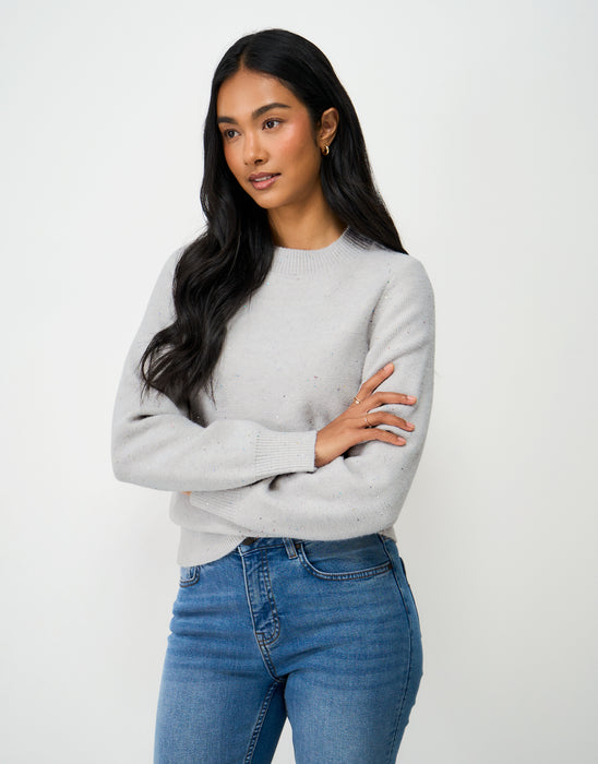 Crew Clothing Women's Glitterball Yarn Jumper In Grey Mist