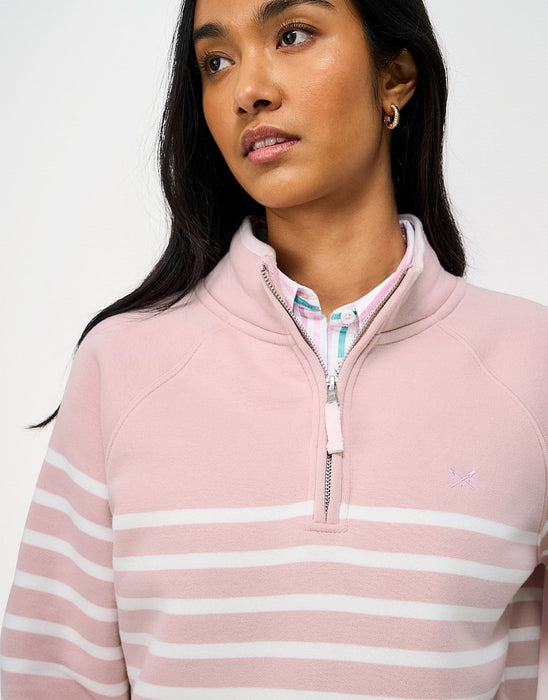 Crew Clothing Women's Half Zip Sweatshirt In Pink White