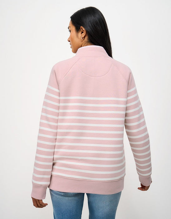 Crew Clothing Women's Half Zip Sweatshirt In Pink White