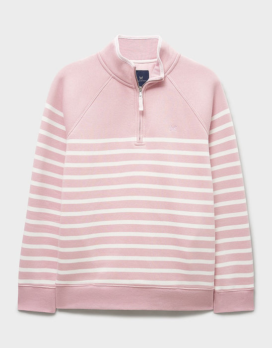Crew Clothing Women's Half Zip Sweatshirt In Pink White