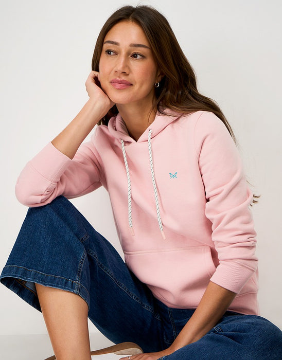 Crew Clothing Women's Heritage Cotton-Mix Hoodie in Light Pink