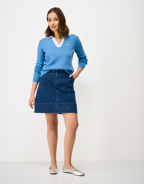 Crew Clothing Women's Heritage Knitted Rugby Jumper in Blue Marl