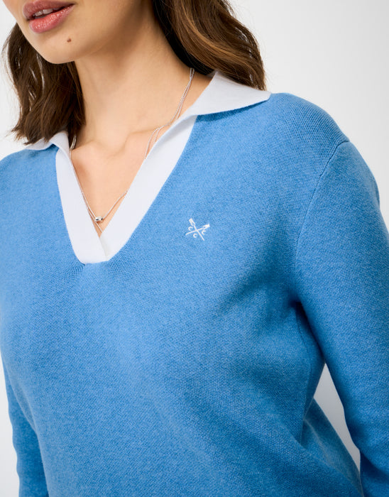 Crew Clothing Women's Heritage Knitted Rugby Jumper in Blue Marl