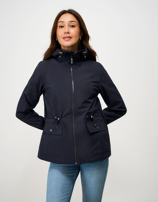 Crew Clothing Women's Hooded Waterproof Raincoat In Navy