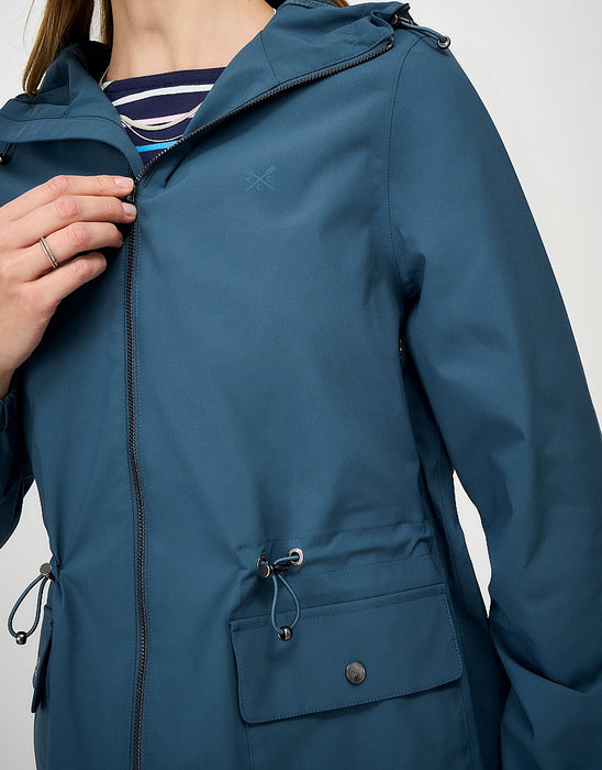 Crew Clothing Women's Hooded Waterproof Raincoat In Teal