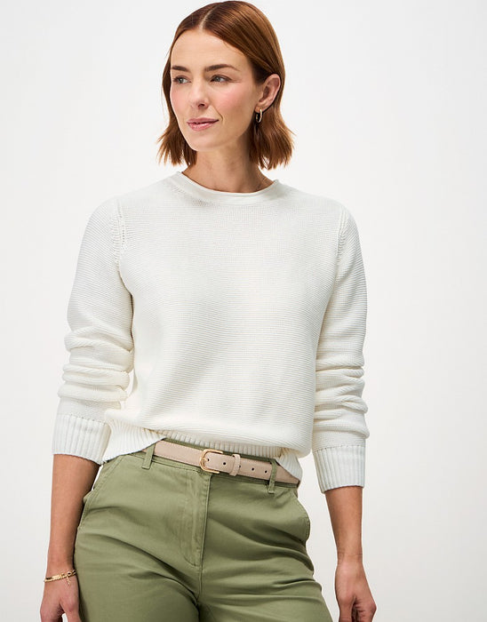 Crew Clothing Women's Laurie Cotton Roll-Edge Jumper in White