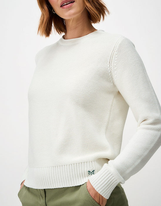 Crew Clothing Women's Laurie Cotton Roll-Edge Jumper in White